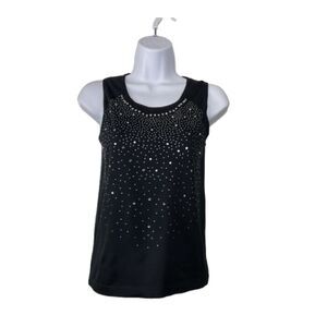 LC Couture Womens Sleeveless Black Top‎ Size L/XL Rhinestones Whimsigoth Formal